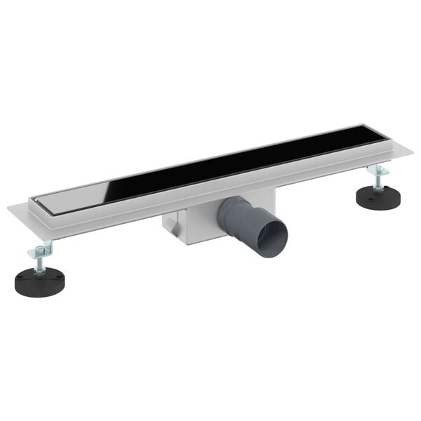 vidaXL Duschavlopp med Glas&ouml;verdrag Svart 60 cm Rostfritt St&aring;l 304