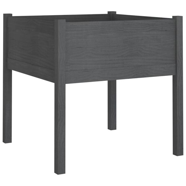 vidaXL Odlingslåda grå 70x70x70 cm massiv furu