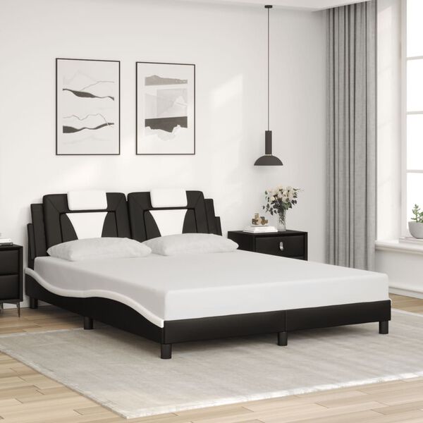 vidaXL Bed Frame "Viana" without Mattress Black and White 160x200 cm Faux Leather