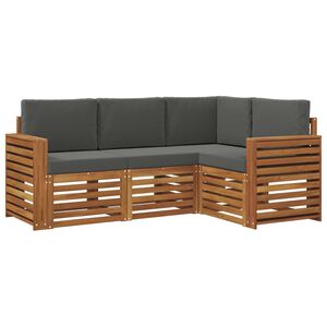 vidaXL Soffgrupper 4 pcs Naturlig och Antracit Massivt Akaciatr&auml;