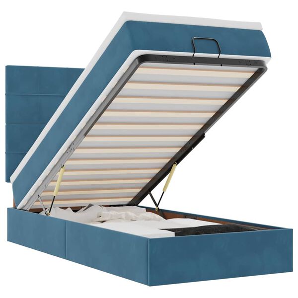 vidaXL Ottoman sängram med madrasser mörkblå 100x200 cm sammet