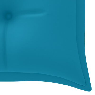 vidaXL Trädgårdsbänk med ljusblå dyna 150 cm massiv teak