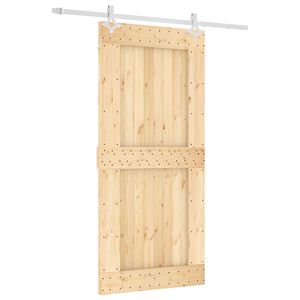 vidaXL Skjutd&ouml;rr Naturlig och vit 95 x 210 cm Massiv furutr&auml;d&ouml;rr