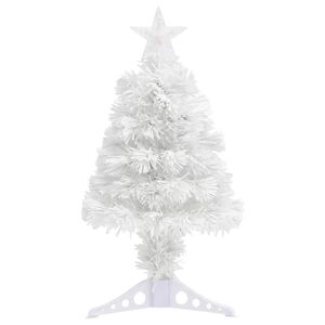 vidaXL Belyst plastgran med fot 64 cm fiberoptik