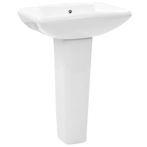 vidaXL Handfat frist&aring;ende med piedestal keramik 580x470x200 mm vit