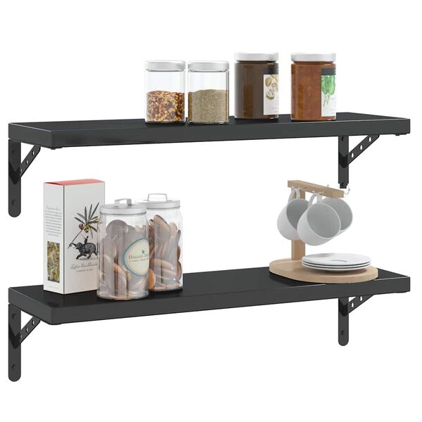 vidaXL Hyllf&auml;sten 4 st 23,5x2,5x15,5 cm svart rostfritt st&aring;l