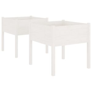 vidaXL Odlingsl&aring;dor 2 st vit 70x70x70 cm massiv furu