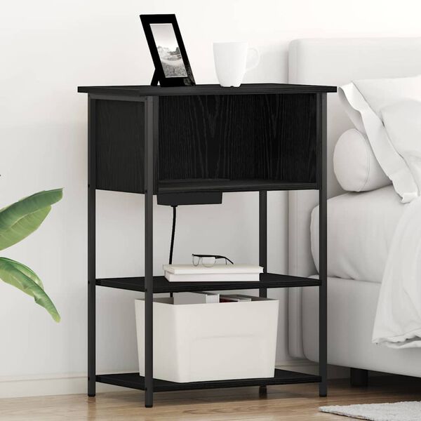 vidaXL Nattduksbord Svart Ek 55 x 31 x 76 cm Konstruerat tr&auml;