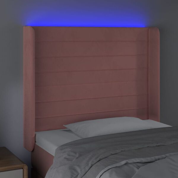vidaXL S&auml;nggavel LED rosa 103x16x118/128 cm sammet