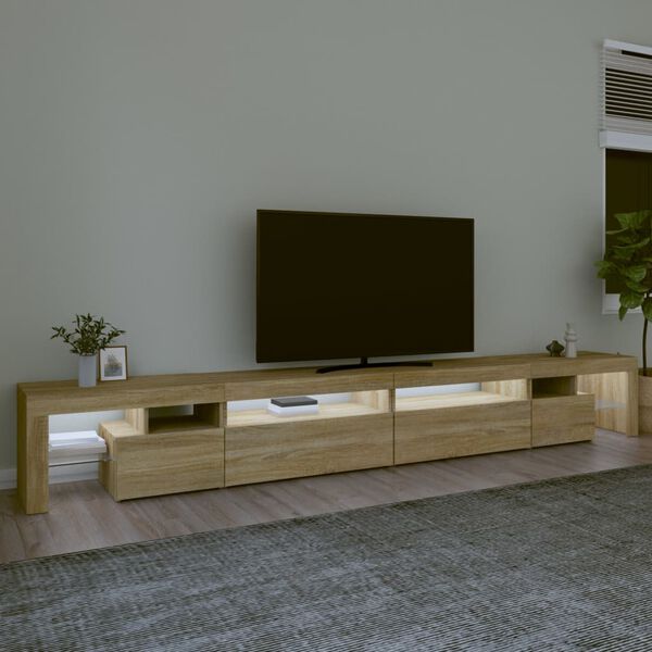 vidaXL Tv-b&auml;nk med LED-belysning sonoma ek 290x36,5x40 cm