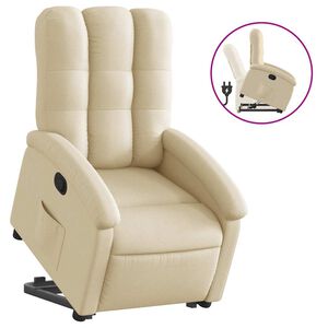 vidaXL Reclinerf&aring;t&ouml;lj med uppresningshj&auml;lp gr&auml;ddvit tyg