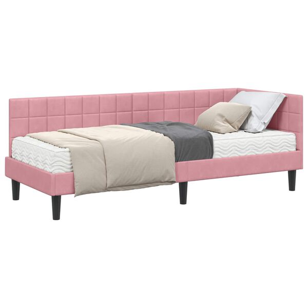 vidaXL H&ouml;rn S&auml;ngram med Madrass med huvudgavel 2 pcs Gr&aring; Sammet