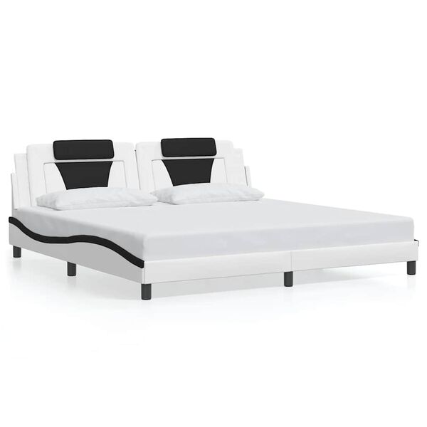 vidaXL Bed Frame "Viana" without Mattress White and Black 200x200 cm Faux Leather