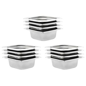 vidaXL Gastronormkantiner 12 st GN 1/6 65 mm rostfritt st&aring;l