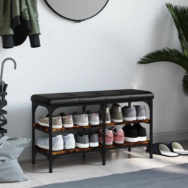 vidaXL Skob&auml;nk r&ouml;kf&auml;rgad ek 82x32x47 cm konstruerat tr&auml;