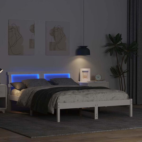 vidaXL S&auml;ngram med huvudgavel Vit 120 x 200 cm Massiv furu