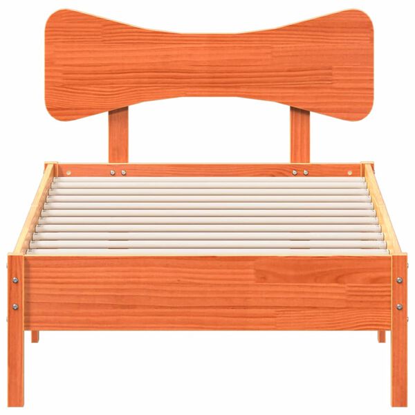 vidaXL S&auml;ngram utan madrass vaxad brun 90x200 cm massiv furu