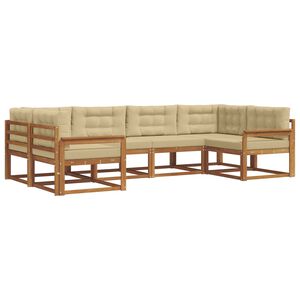 vidaXL Utomhussoffset med kudde 6 pcs Naturlig och Beige