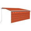vidaXL Markis manuell med rullgardin 3,5x2,5 m orange och brun
