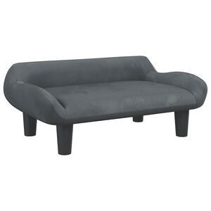 vidaXL Barnsoffa m&ouml;rkgr&aring; 70x40x24 cm sammet
