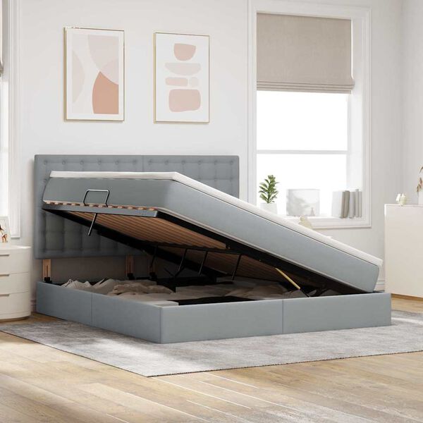 vidaXL F&ouml;rvaringss&auml;ng med LED med led Ljusgr&aring; 180 x 200 cm Polyester