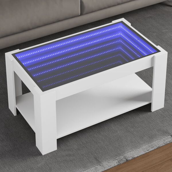 vidaXL Soffbord med LEDs vit 93x53x45 cm konstruerat tr&auml;