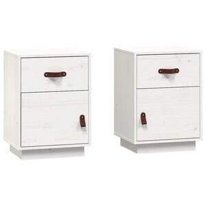 vidaXL S&auml;ngbord 2 st vit 40x34x55 cm massiv furu