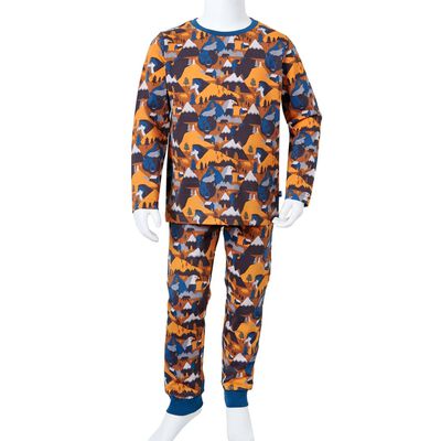 Pyjamas med långa ärmar för barn konjaksbrun 92