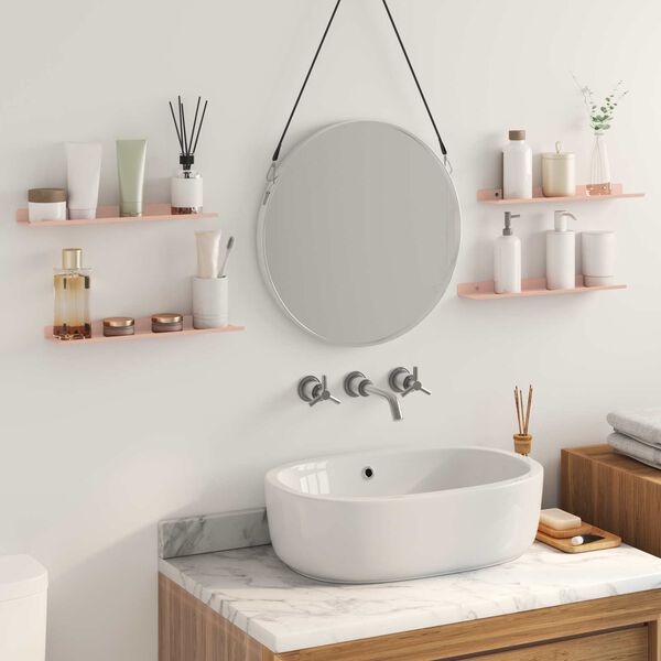 vidaXL Flytande hylla V&auml;ggmonterad 4 pcs Rosa 40 x 8,5 x 2,5 cm St&aring;l