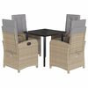 vidaXL Matgrupp f&ouml;r tr&auml;dg&aring;rden med dynor 5 delar beige konstrotting