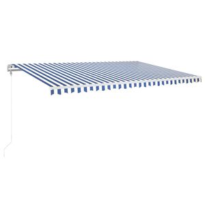 vidaXL Markis automatiskt inf&auml;llbar 500x350 cm bl&aring; och vit