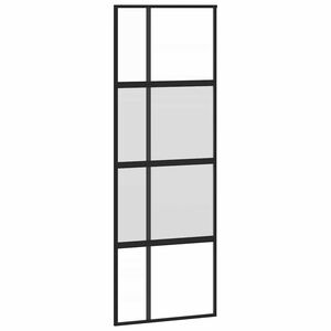 vidaXL Skjutd&ouml;rr svart 76x205 cm h&auml;rdat glas och aluminium