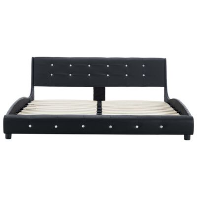 vidaXL Säng med madrass svart konstläder 160x200 cm