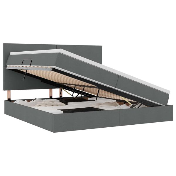 vidaXL F&ouml;rvaringss&auml;ng med madrass M&ouml;rkgr&aring; 200 x 200 cm Polyester