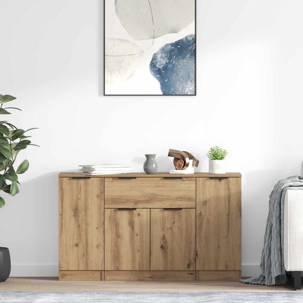 vidaXL Sideboard med l&aring;da 3 pcs Artisan Ek Konstruerat tr&auml;