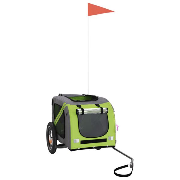 vidaXL Cykelvagn f&ouml;r djur gr&ouml;n och gr&aring; oxfordtyg och j&auml;rn