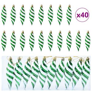 vidaXL Jul Spiralformad Kula 40 st Gr&ouml;n 3 x 11 cm Plast