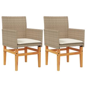vidaXL Tr&auml;dg&aring;rdsstolar m.dynor 2 st beige konstrotting och massivt tr&auml;