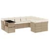 vidaXL Soffgrupp f&ouml;r tr&auml;dg&aring;rd med dynor 10 delar beige konstrotting