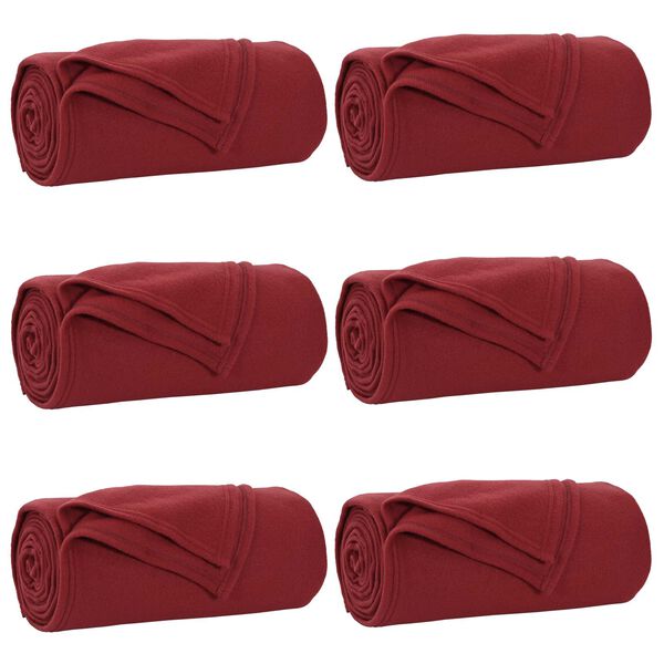 vidaXL Filtar 6 pcs Bordeaux R&ouml;d 240 x 220 cm Fleece