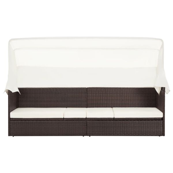 vidaXL Tr&auml;dg&aring;rdssoffa med tak konstrotting brun