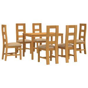 vidaXL Matgrupp 7 st Beige Massivt Ektr&auml;