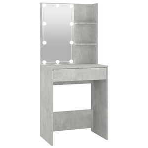 vidaXL Sminkbord med LED betonggr&aring; 60x40x140 cm