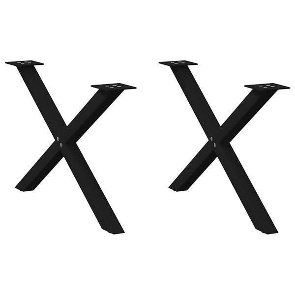 vidaXL Soffbordsben X-formade 2 st svarta 70x(42-43) cm stål