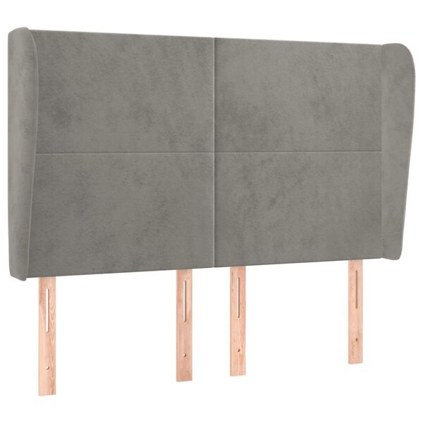 vidaXL S&auml;nggavel med kanter ljusgr&aring; 147x23x118/128 cm sammet