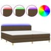 vidaXL Rams&auml;ng med madrass & LED m&ouml;rkbrun 200x200 cm tyg