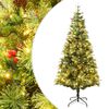 vidaXL Belyst julgran med kottar gr&ouml;n 120 cm PVC&PE