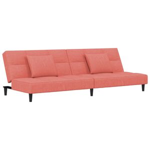 vidaXL B&auml;ddsoffa 2-sits med tv&aring; kuddar rosa sammet