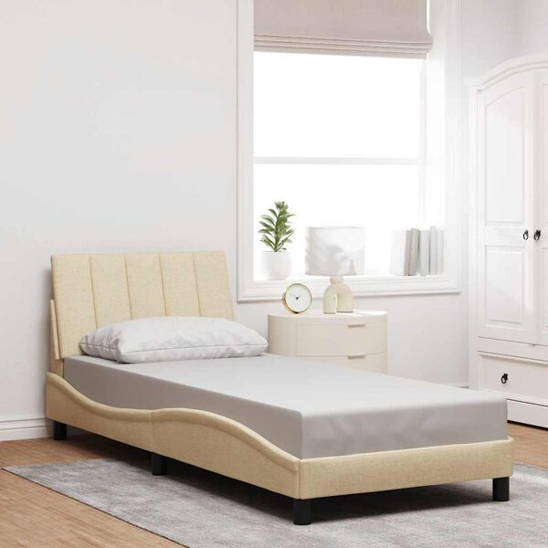 vidaXL Bed Frame without Mattress "Hanko" Cream 80x200 cm Fabric