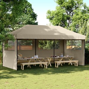 vidaXL Pop-Up hopf&auml;llbart partyt&auml;lt med 3 sidov&auml;ggar taupe